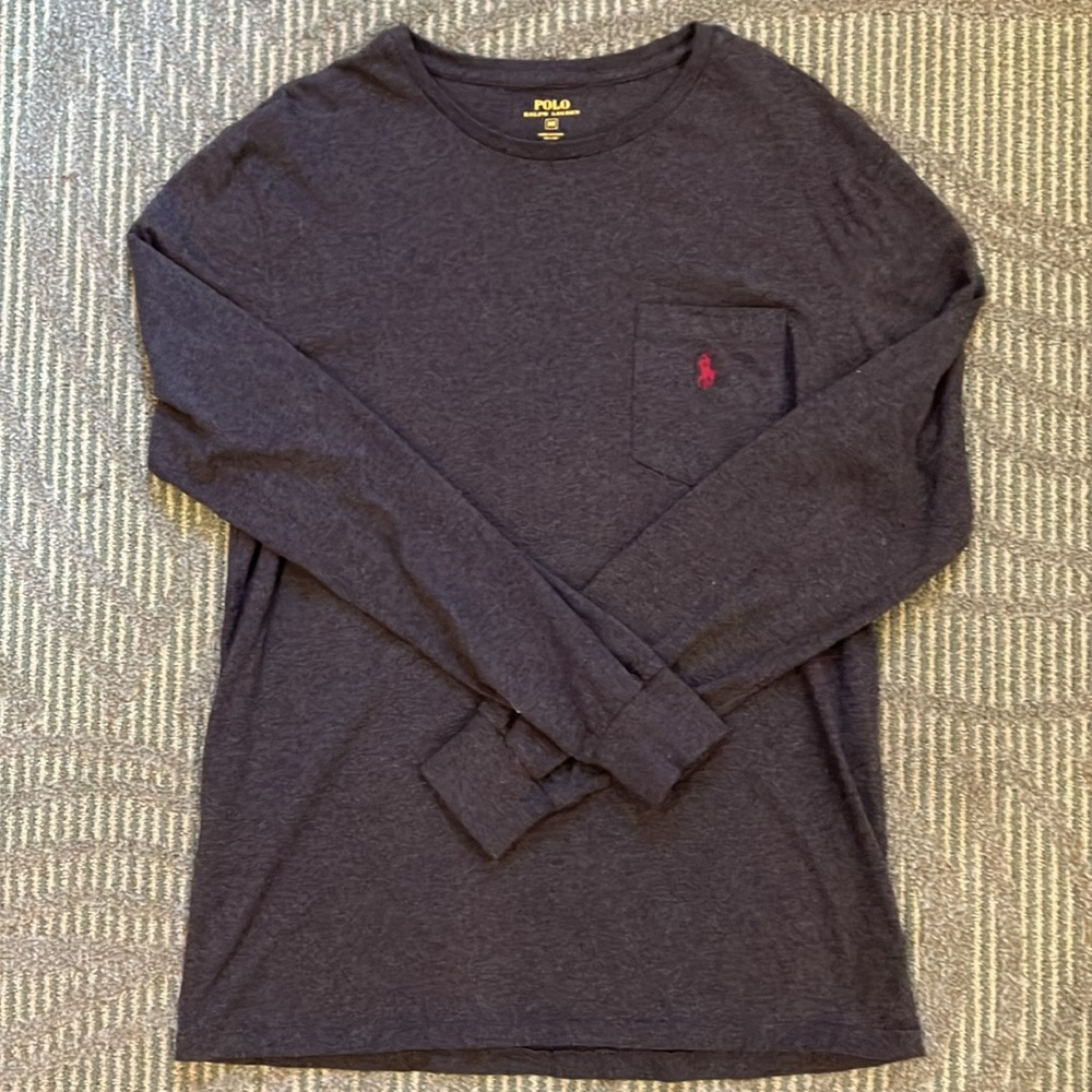Polo Ralph Lauren Dark Heather Gray Long Sleeve Chest Pocket Shirt